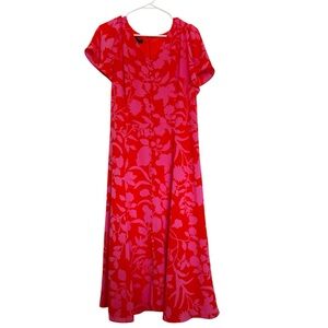 Talbots Women's Dress, Size 12, Pink, Orange, floral, resort, midi, preppy